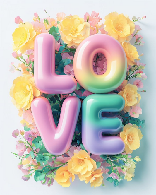 LOVE Inflatable Letters – Joyful Rainbow Digital Art Print