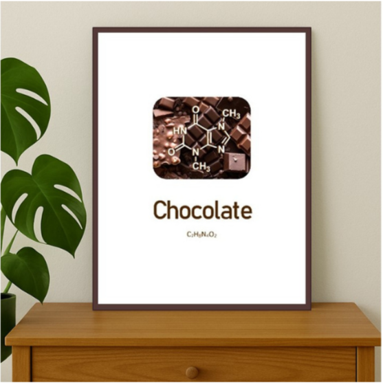 Chocolate Molecule (Theobromine) – STEAM Digital Art Print