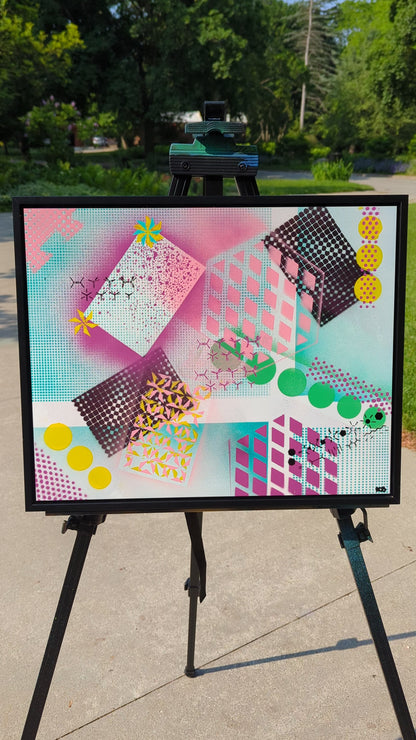 Can I Borrow Your Notes 2: Framed Abstract Geometry x Chemistry Art