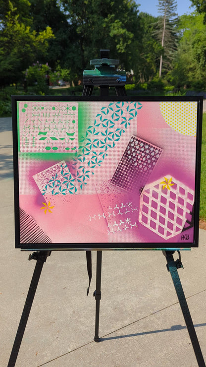 May I Borrow Your Notes: Framed Abstract Geometry x Chemistry Art