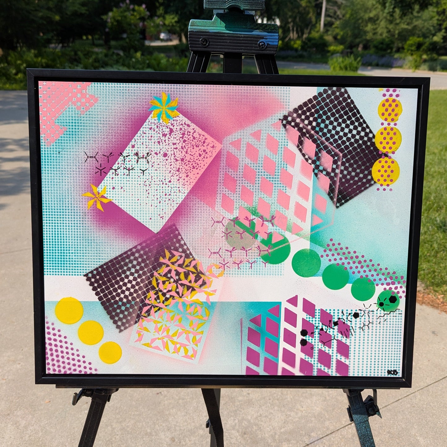 Can I Borrow Your Notes 2: Framed Abstract Geometry x Chemistry Art