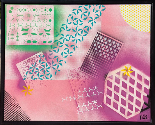 May I Borrow Your Notes: Framed Abstract Geometry x Chemistry Art