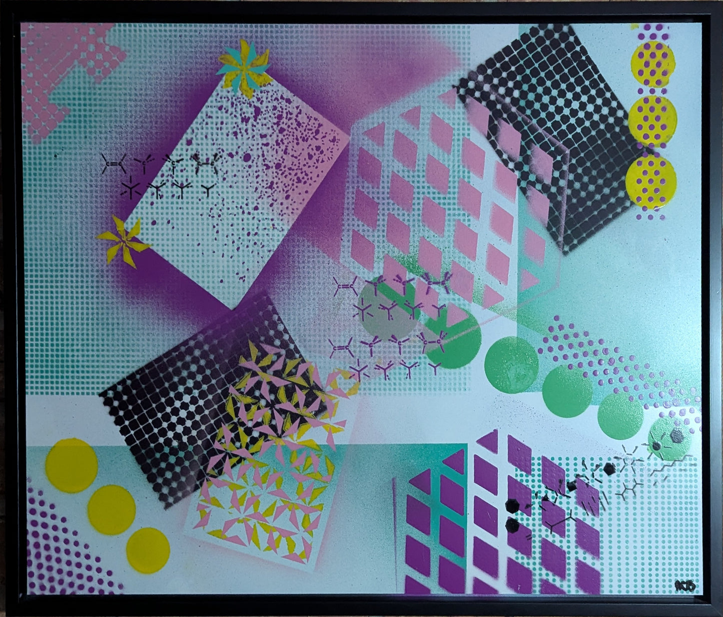 Can I Borrow Your Notes 2: Framed Abstract Geometry x Chemistry Art