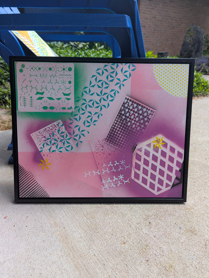 May I Borrow Your Notes: Framed Abstract Geometry x Chemistry Art