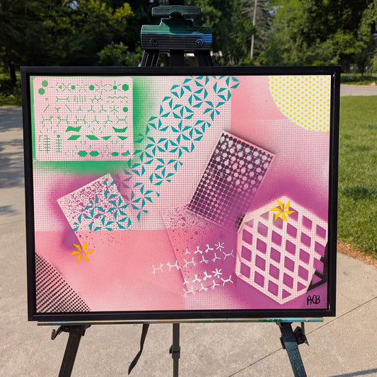 May I Borrow Your Notes: Framed Abstract Geometry x Chemistry Art