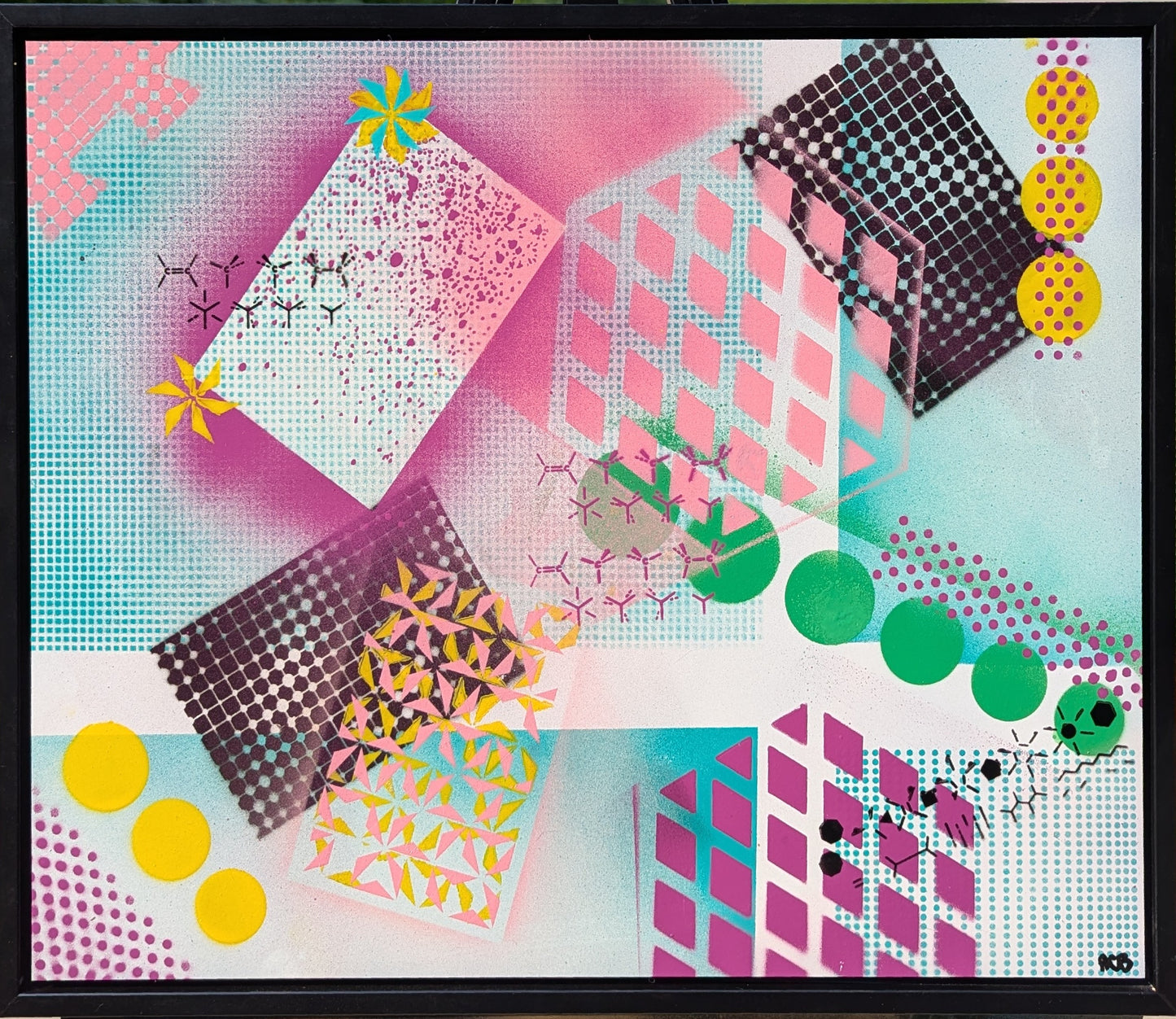 Can I Borrow Your Notes 2: Framed Abstract Geometry x Chemistry Art