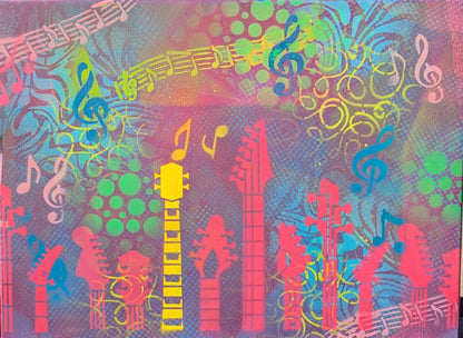 "Neon Strings: The Chosen One on Upcycled Canvas"